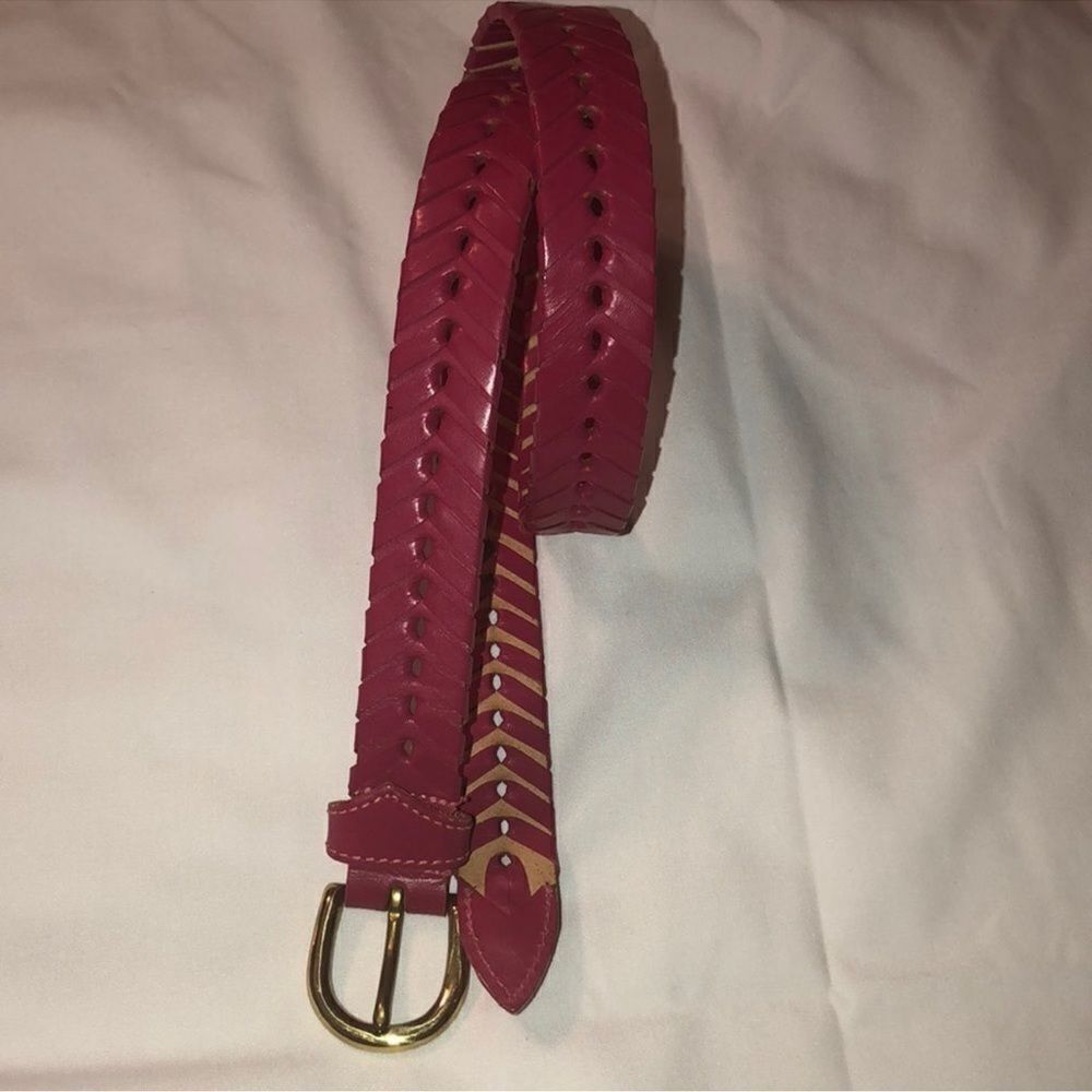 Genuine Leather Belt M in Fuchsia Pink